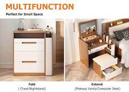 Modern Dressing Table With Mirror Multifunctional Makeup Vanity Set Drawers Stool Included Small Room Vanity Modern Dressing Table Makeup Vanity Set