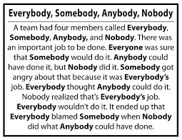 This Is A Story About Four People Named Everybody Somebody Anybody And Nobody There Was An Important Jo Leadership Quotes Work Funny Poems Leadership Quotes