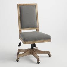 Boasting A Clean Lined Silhouette And Charcoal Gray Linen Blend Upholstery Our Square Back Desk Chair Brin Office Chair Feminine Desk Chair Home Office Chairs