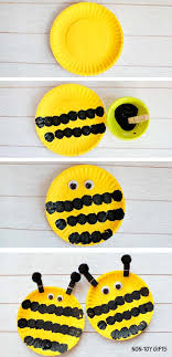 Simple paper craft activity, to do with your kids at home or with your class at kindergarten or school. Easy Paper Plate Bee Craft For Kids Spring Insect Craft Bee Crafts For Kids Bee Crafts Preschool Crafts
