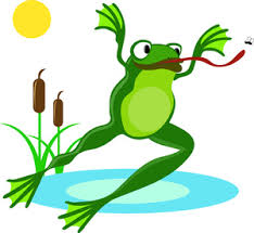 Illustration of a fron jumping from one water lily to another water lily. Frog Jumping Cliparts Cliparts Zone