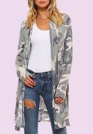 Camouflage jackets authentic vintage unisex military field jackets with original attached patches or without patches, if you have a preference. Grau Camouflage Langarm Outwear Damen Cardigan Lange Mantel Jacket Jacke Oberteile