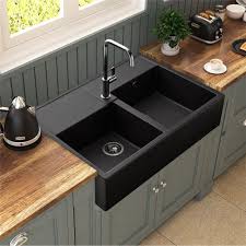 Evier Timbre D Office 2 Bacs A Poser Kumbad Kiwi En Granit Noir Pour La Cuisine Cuisissimo Evier Cuisine Evier A Poser Cuisine Noire