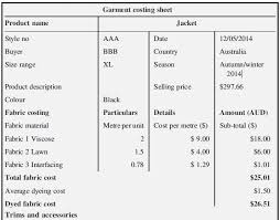Garment Costing Sheet Garment Manufacturing Cost Sheet Industrial Sewing Studio