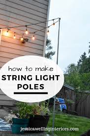 We screwed three of these hooks into the siding to attach the string lights on. Easy Diy String Light Poles Tutorial Jessica Welling Interiors
