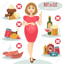 Set Von Verbotenen Lebensmittel Fur Schwangere Frau Und Ihr Baby Konzept Mutterschaft Und Schwangerschaft Illustration Ungesund Junk Fast Food Snack Alkohol Kuchen Und Eis Vektor Illustration Lizenzfrei Nutzbare Vektorgrafiken Clip Arts