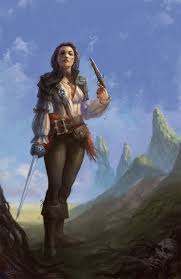 F Rogue Thief Leather Armor Rapier Pistol Pirate Woman Pirate Art Pirates