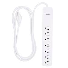 7 Outlet 1 080 Joules Surge Protector With 6 Ft Cord White White 7 Outlets 6 Ft Cord In 2020 Surge Protector Household Electronics Extension Cord