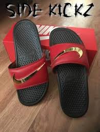 Black And Gold Nike Slides Gold Nike Swoosh Nike Sandals Nike Gold Custom Nike Shoes Nike Benassi