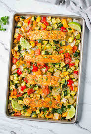 healthy one pan baked salmon and vegetables