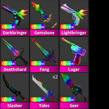 Due to the ability to mix and match gemstones, crests, and doubloons as ingredients in amalgamated gemstone recipes, a full list of possible recipes is impractical to list, since the current total of possible permutations is over 4,000. Cheap Fpfs Roblox Murder Mystery 2 Mm2 Godly Chroma Set Video Gaming Gaming Accessories Game Gift Cards Accounts On Carousell