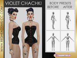 Three body presets• modified height, waist, calf, neck, thigh root • version 01 for photo mode • 02 is the basic. Red Head Sims Violet Chachki Body Preset Sims 4 Downloads