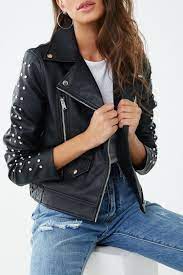 Faux Leather Studded Moto Jacket Forever 21 Jackets Fashion Moto Jacket