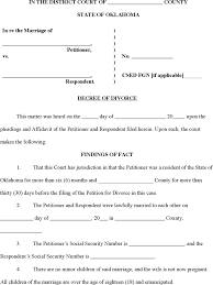 Oklahoma Divorce Decree Form Printable Divorce Papers Divorce Papers Divorce