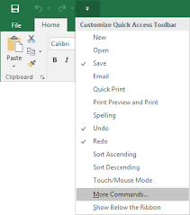 Adding Commands To The Quick Access Toolbar Microsoft Excel 2016