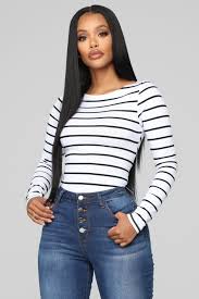 Black And White Striped Top With Jeans Sleek Striped Top White Black In 2020 Tops Fashion Black Tops