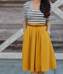 Black And Yellow Skirt Outfit Mustard Pleated Skirt Striped Shirt Plaid Blanket Scarf Stylish Petite Skirt Outfits Fall Yellow Skirt Outfits Mustard Skirt Outfit