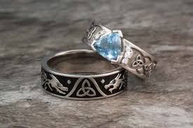 Dragon Celtic Trinity Wedding Band And Matching Engagement Ring Trinity Engagement Ring Handmade Engagement Rings Wedding Ring Sets