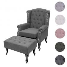 Wir haben eine große auswahl an stilen für jeden raum. Sessel Chesterfield Relaxsessel Clubsessel Ohrensessel Wasserabweisend Stoff Textil Dunkelgrau Mit Ottomane