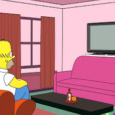 Still from an episode of the Simpsons. A scene where Homer Simpson is  sitting on the couch watching TV. : r dalle2