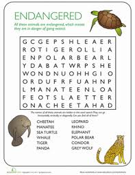 Animal Word Search Endangered Species Worksheet Education Com Endangered Species Activities Endangered Animals Project Endangered Animals Activities