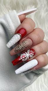 Festive Christmas Nail Art Ideas Red And White Christmas Nails It is simple yet amusing.