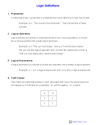 Logic Worksheets Dynamic Logic Worksheets For Teachers Logic Definition Logic Definitions