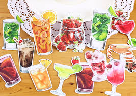 14 Piece Waterproof Drinking Stickers For Water Bottles Scrapbook Laptop Journal Filofax Stickers Colorful Fruit Homemade Iced Tea