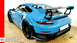 For the 991, the taillights have been slimmed and that titanium exhaust has been enlarged. 2018 Porsche 911 Gt2rs In Miami Blue Dpccars