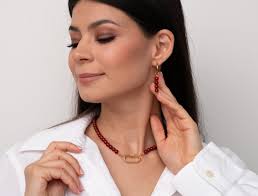 Carabiner Necklace Red Crystal