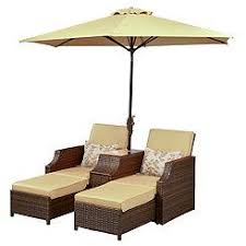 Tan Cruz Dual Loungers With Umbrella And Table Outdoor Furniture Sale Patio Patio Lounge
