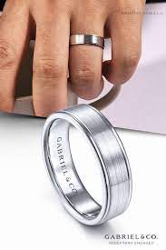 14k White Gold 6mm Satin Center And Polished Edge Men Mens Wedding Bands Classic Diamond Ring White Gold Engagement Rings