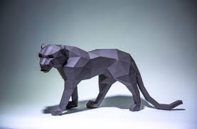 Black Panther Paper Craft Digital Template Origami Pdf Etsy In 2020 Paper Animals Paper Sculpture Animal Sculptures