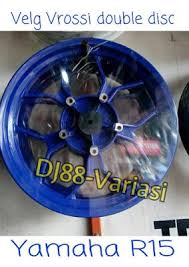 Blue Series Velg Vrossi Double Disc Yamaha R15 V1 V2 Cakram Belakang 4 5 Inc Tapak Lebar Velg