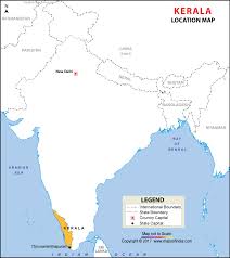 It is a small state, constituting only about 1 percent of the total area of the country. Kerala Location Map
