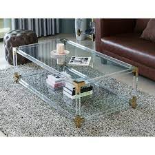 Shop for clear modern coffee tables and the best in modern furniture. Acrylic And Brass Metal Corners Coffee Table With Storage Shelf In 2021 Acrylic Coffee Table Coffee Table With Shelf Metal Coffee Table