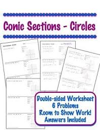 Conic Sections Circles Worksheet Standard Form Graph Conic Section Standard Form Free Math Lessons