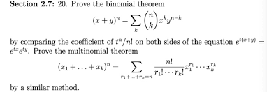 Solved Section 2 7 20 Prove The Binomial Theorem By Com Chegg Com
