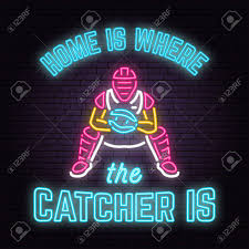 Baseball hd wallpaper is a hi res wallpaper for pc. Home Is Where The Catcher Is Vector Illustration Neon Baseball Royalty Free Cliparts Vectors And Stock Illustration Image 110513557