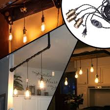 Enjoy free shipping on most stuff, even big stuff. Pull Chain Switch Vintage Light Sockets Pendant Hanging Light Cord Kit Plug In Light Fixture With On Off Switch E27 Base Retro Black Cord Industrial Light Fixture Eu Plug