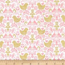 Michael Miller Fabrics Glitter Critters Metallic Bird Buddies Shell From Fabricdotcom Designed By Michael Glitter Critters Fabric Glitter Printing On Fabric