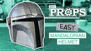 Easy Cardboard Mandalorian Helmet Diy Props Youtube Mandalorian Helmet Star Wars Costumes Diy Mandalorian