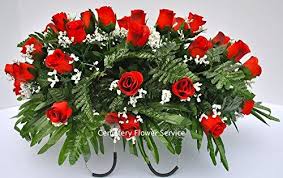 Xl fall tombstone saddle spray sympathy cemetery flower memorial thanksgiving. Cemetery Flowers For Grave Decoration With Red Rose Buds And Baby S Br Door And Decor Llc