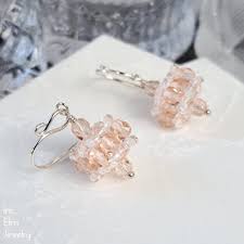 Pale Pink Czech Glass Sterling Silver Small Earrings