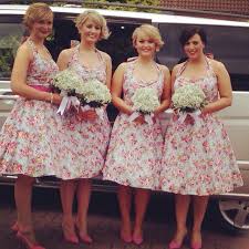 My Beautiful 1950s Style Bridesmaids Dresses From Lady Jojo S Boutique Floral Halterneck Vintagewedding Bridesmaids Weddinginspiration Casamento