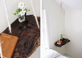 Ausgefallener Nachttisch Selber Bauen Holzstamm Mit Seil Nachttisch Selber Bauen Diy Kopfteil Holz Diy Holz