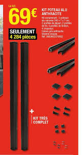 Eclisse aluminium 1 mm gris ardoise 7016 pour couvertine. Offre Kit Poteau Alu Anthracite Chez Brico Depot
