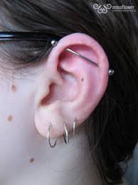 Industrial ear piercing, 14 gauge industrial bar 32mm, titanium industrial barbell. Ninjaflower