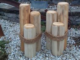2 Wood Pilings Pier Dock Ornaments Cedar Lawn Decor Wooden Etsy Lawn Decor Pool Decor Beach Yard Art