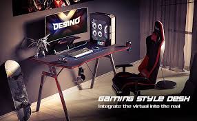 As one of the best reviewed gaming desks on amazon, the desino computer desk is not only affordable but reliable as well. Amazon Com Desino Gaming Desk 47 Inch Pc Computer Desk Home Office Desk Table Gamer Workstation With Cup Holder And Headphone Hook Black Home Kitchen